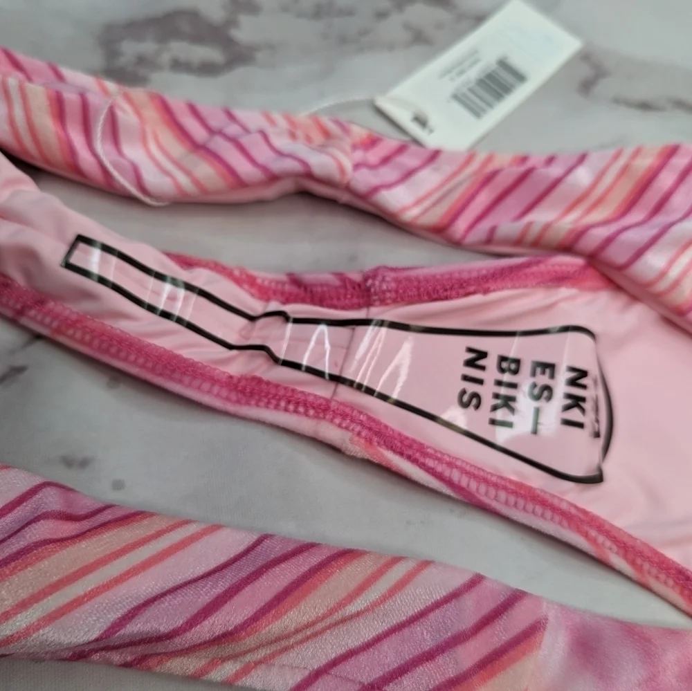Frankie's Bikinis Bottoms Women XL Swim Bathing Velvet Pink Stripe Katarina